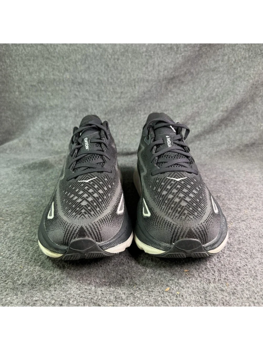 Hoka One One Clifton 9 Black White Shoes Mens Size 12 Running Sneakers 1127895